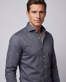 Charcoal Shirt // Dual cuffs// contemporary fit - Final Sale