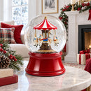 Whirling Carousel Wind-up Spinning Horses Musical Water Globe