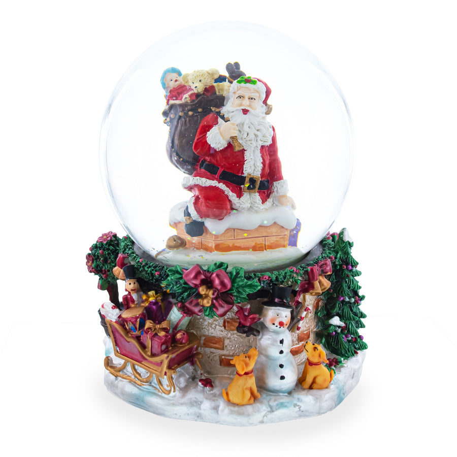 Santa's Chimney Adventure Musical Water Snow Globe