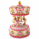 Floral Three Horses Carousel Spinning Musical Figurine