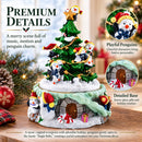 Animated Musical Penguin Christmas Tree Figurine - Rotating Music Box