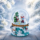 Bear and Penguins Fishing Musical Christmas Water Snow Globe