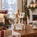 Santa's Reindeer Carousel: White Spinning Christmas Musical Box