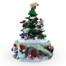 Spinning Christmas Tree Musical Figurine with Decorating Penguins