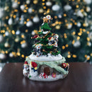 Spinning Christmas Tree Musical Figurine with Decorating Penguins