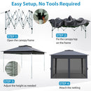 11 X 11 FT Pop Up Gazebo with Mesh Netting and Double Roof-Gray