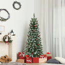Pre-lit Artificial Pencil Christmas Tree with Pine Cones and Red Berries