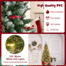 Pre-lit Artificial Pencil Christmas Tree with Pine Cones and Red Berries