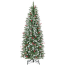 Pre-lit Artificial Pencil Christmas Tree with Pine Cones and Red Berries