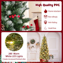 Pre-lit Artificial Pencil Christmas Tree with Pine Cones and Red Berries