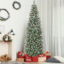 Pre-lit Artificial Pencil Christmas Tree with Pine Cones and Red Berries