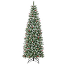 Pre-lit Artificial Pencil Christmas Tree with Pine Cones and Red Berries