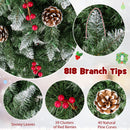 Pre-lit Artificial Pencil Christmas Tree with Pine Cones and Red Berries