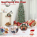 Pre-lit Artificial Pencil Christmas Tree with Pine Cones and Red Berries