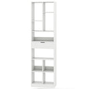 7-tier Bookshelf with Drawer 180cm Floor Standing Display Rack Storage Shelf-White