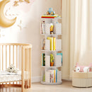 4-Tier Rotating Bookshelf 360° Display Rack with Dividers and Anti-falling Baffles