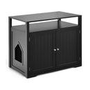 Wooden Cat Litter Box Enclosure Hidden Cat Washroom with Storage Layer