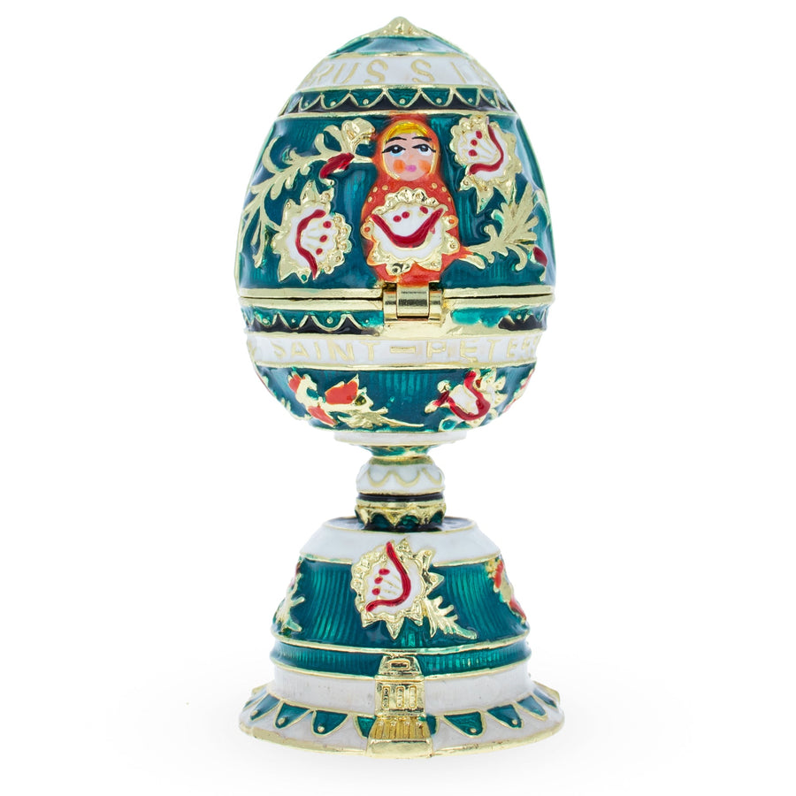 Enameled Nesting Doll Easter Egg Figurine