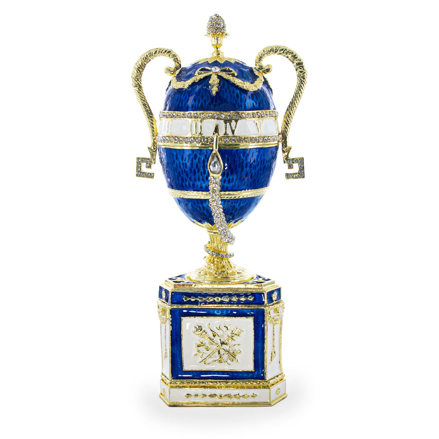 1895 Blue Serpent Clock Royal Imperial Easter Egg 7 Inches
