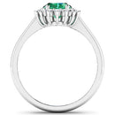 1.87 Carat Genuine Zambian Emerald and White Diamond 14K White Gold Ring