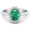 1.87 Carat Genuine Zambian Emerald and White Diamond 14K White Gold Ring