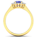 1.92 Carat Genuine Tanzanite and White Diamond 14K Yellow Gold Ring