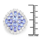 4.72 Carat Genuine Tanzanite and White Topaz .925 Sterling Silver Ring