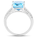 5.78 Carat Genuine Swiss Blue Topaz and White Topaz .925 Sterling Silver Ring