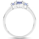 0.95 Carat Genuine Tanzanite .925 Sterling Silver Ring