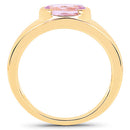 14K Yellow Gold Plated 2.40 Carat Genuine Kunzite .925 Sterling Silver Ring