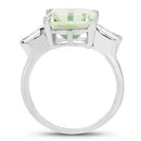 4.76 Carat Genuine Green Amethyst & White Topaz .925 Sterling Silver Ring