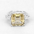 11.45 Carat Genuine Lemon Quartz and White Topaz .925 Sterling Silver Ring
