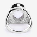 5.38 Carat Genuine Crystal Quartz and White Diamond .925 Sterling Silver Ring