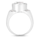 5.38 Carat Genuine Crystal Quartz and White Diamond .925 Sterling Silver Ring