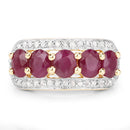 1.74 Carat Genuine Ruby and White Diamond .925 Sterling Silver Ring