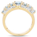 1.93 Carat Genuine Aquamarine and White Diamond .925 Sterling Silver Ring