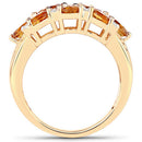 14K Yellow Gold Plated 2.48 Carat Genuine Citrine & White Topaz .925 Sterling Silver Ring