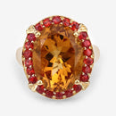 9.38 Carat Genuine Citrine and Orange Sapphire .925 Sterling Silver Ring