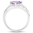 1.32 Carat Genuine Amethyst & White Topaz .925 Sterling Silver Ring