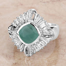 "2.57 Carat Genuine Emerald, White Topaz and White Diamond .925 Sterling Silver Ring