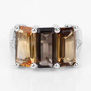 8.17 Carat Genuine Multi Stones .925 Sterling Silver Ring
