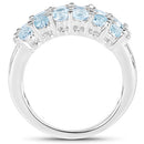 2.29 Carat Genuine Blue Topaz & White Topaz .925 Sterling Silver Ring