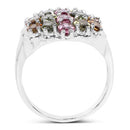 5.89 Carat Genuine Multi Tourmaline .925 Sterling Silver Ring