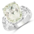 6.74 Carat Genuine Green Amethyst .925 Sterling Silver Ring