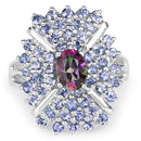 2.86 Carat Genuine Mystic Topaz and Tanzanite .925 Sterling Silver Ring