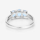 0.95 Carat Genuine Aquamarine and White Diamond .925 Sterling Silver Ring