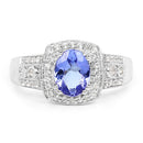 1.42 Carat Genuine Tanzanite & White Topaz .925 Sterling Silver Ring
