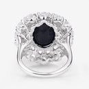 10.64 Carat Dyed Sapphire and White Topaz .925 Sterling Silver Ring