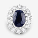 10.64 Carat Dyed Sapphire and White Topaz .925 Sterling Silver Ring