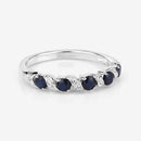 0.64 Carat Genuine Blue Sapphire and White Topaz .925 Sterling Silver Ring